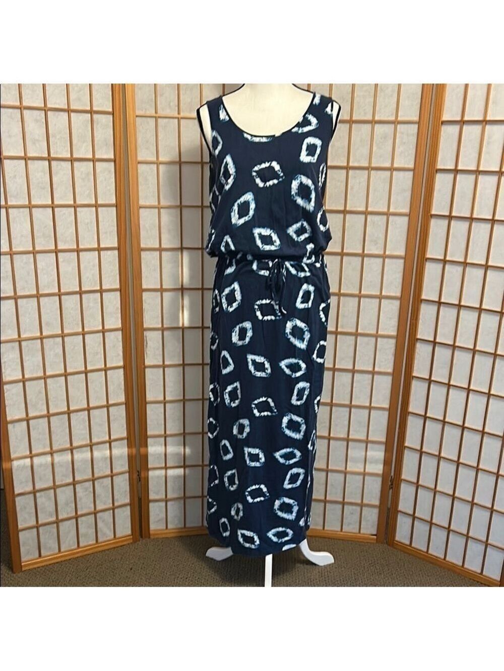 Jones New York (L) Navy and White Sleeveless Maxi Dress - Picture 3 of 5